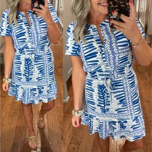 LOFT NWT Blue and White Leaf Print Dress